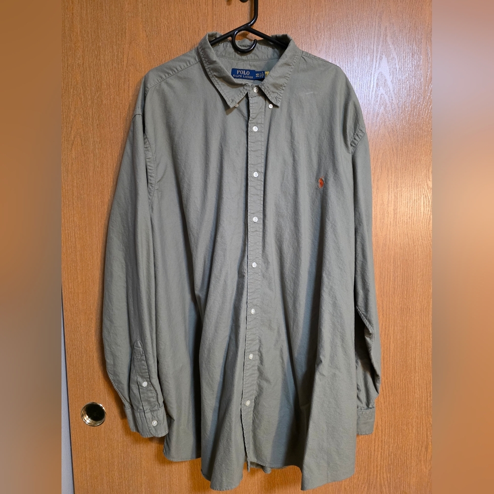 Polo by Ralph Lauren Men's Olive Button Down Shirt 4XB